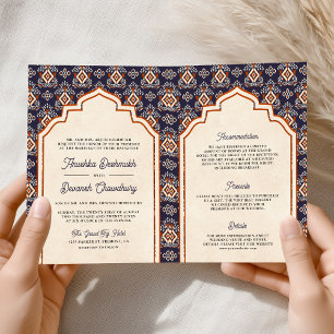 Purple Orange Ikat All in One Indian Wedding Invitation