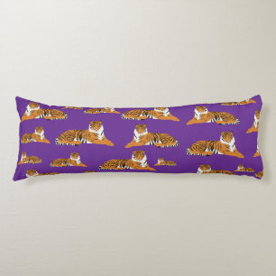 Purple Orange Jungle Tiger Animal Pattern Body Cushion