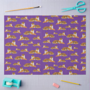 Purple Orange Jungle Tiger Animal Pattern Tissue Paper