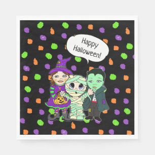 Purple orange lime green Costume Halloween Party Napkin