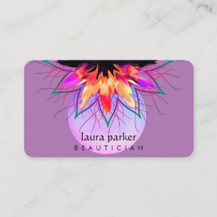 Purple Orange Lotus Flower Massage Yoga Teacher Business Card