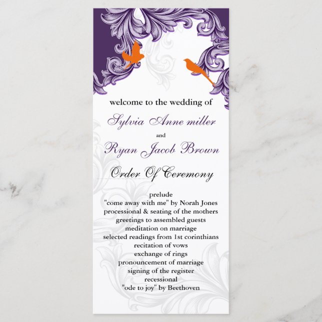 purple, orange lovebirds programs (Front)