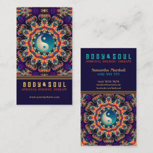 Purple Orange Mandala Eastern YinYang New Age Business Card
