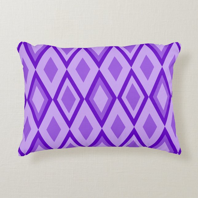 PURPLE & ORANGE MARDI GRAS DIAMOND PATTERNS DECORATIVE CUSHION (Front)