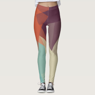 Purple Orange Mint Modern Geometric Pattern Leggings