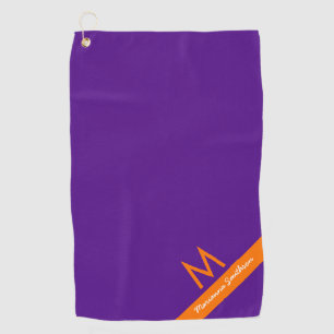 Purple Orange Modern Monogrammed Name Custom Golf Towel