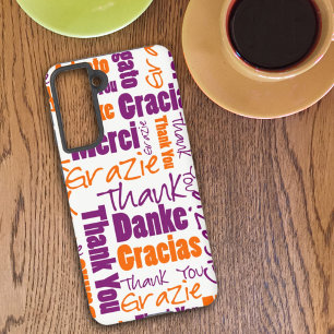 Purple Orange Multilingual Typography Thank You  Samsung Galaxy Case
