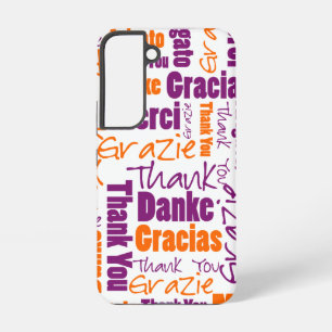 Purple Orange Multilingual Typography Thank You Samsung Galaxy Case