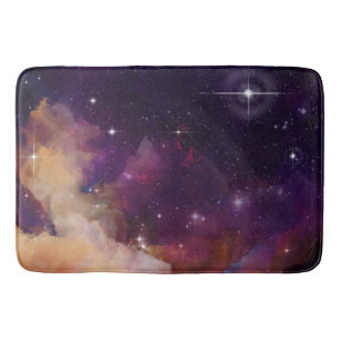 Purple Orange Nebula Inspirational Quote Bath Mat