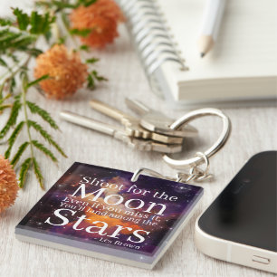 Purple Orange Nebula Inspirational Quote Key Ring