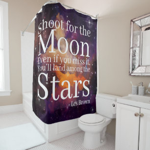 Purple Orange Nebula Inspirational Quote Shower Curtain
