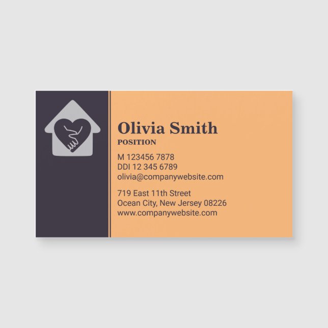 Purple Orange Nurse Home Care Business Card Magnet (Front)