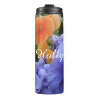 Purple & Orange Pansies w/ Green Floral Photo 4810