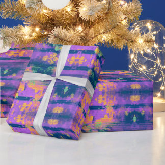 Purple & Orange Pattern Wrapping Paper