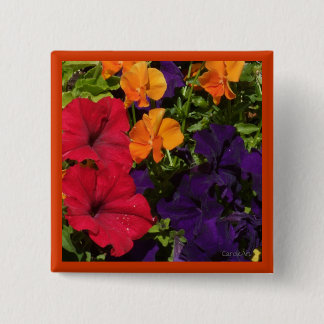Purple Orange Petunias 15 Cm Square Badge