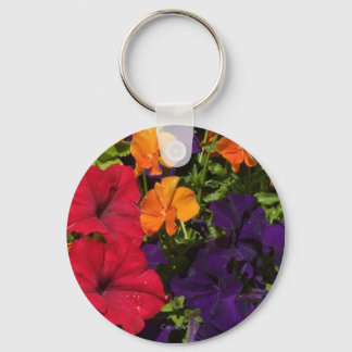 Purple Orange Petunias Key Ring