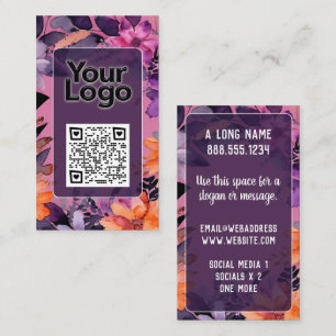 Purple Orange Pink Lilies QR code Logo Business Card