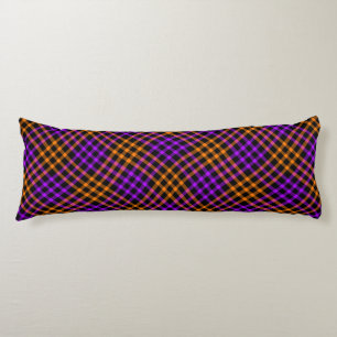 Purple Orange Plaid Checker Seamless Pattern Body Cushion