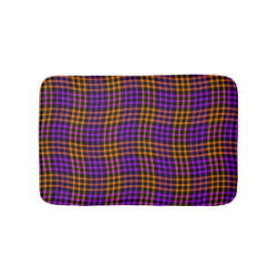 Purple Orange Plaid Chequered Seamless Pattern Bath Mat