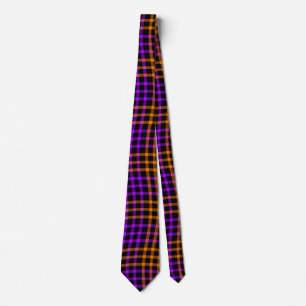 Purple Orange Plaid Chequered Seamless Pattern Tie