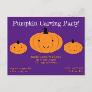 Purple Orange Pumpkin Halloween Party Invitation