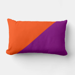 Purple & Orange-red Solid Colour Background Lumbar Cushion