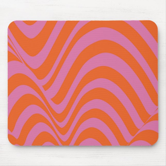 Purple Orange Retro Liquid Groovy Stripe Pattern Mouse Pad (Front)