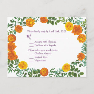 Purple Orange Rose Wedding Spring Postcard