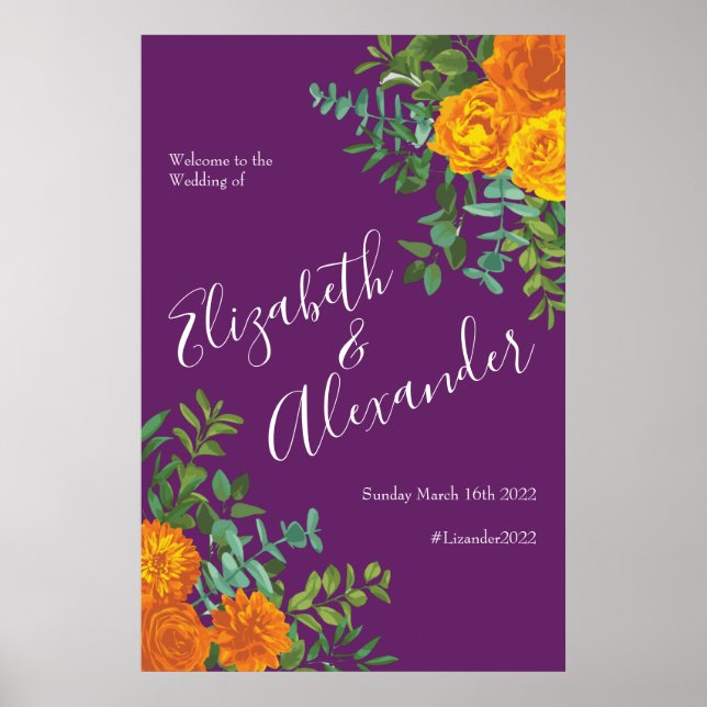 Purple Orange Rose Wedding Spring Poster (Front)