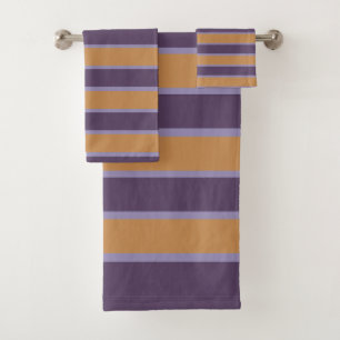 Purple Orange Stripes Pattern Bath Towel Set