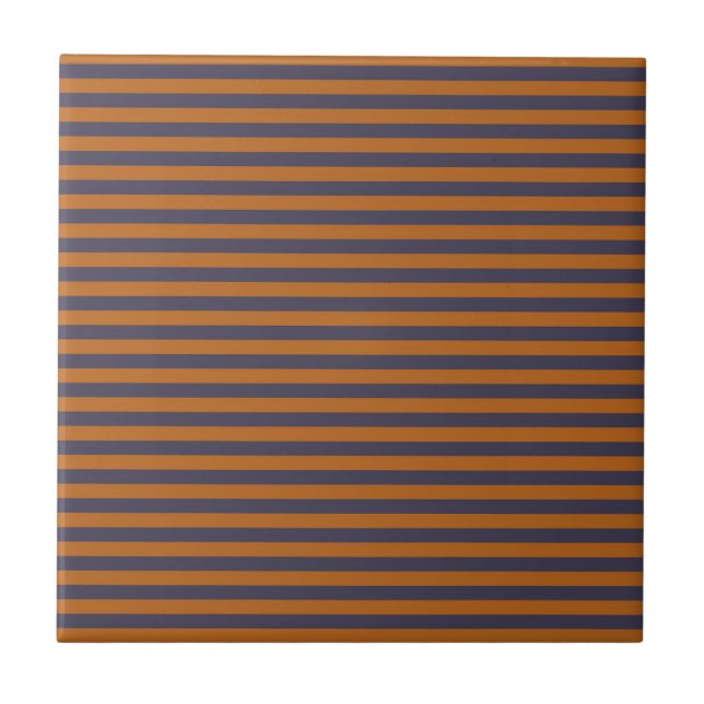 Purple Orange Stripes Pattern Ceramic Tile (Front)
