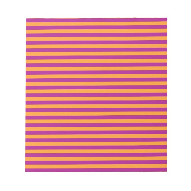 Purple Orange Stripes Pattern Notepad (Front)