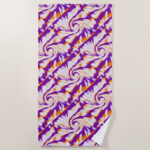 Purple Orange Tie Dye Swirl Beach Towel
