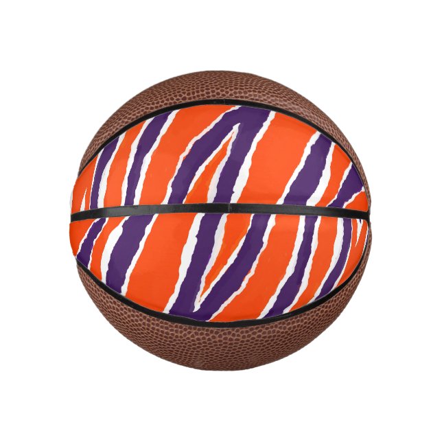 Purple & Orange Tiger Strips Mini Basketball (Front)