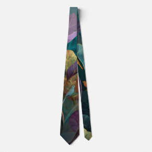 Purple Orange Tropical Necktie – Abstract Plants a