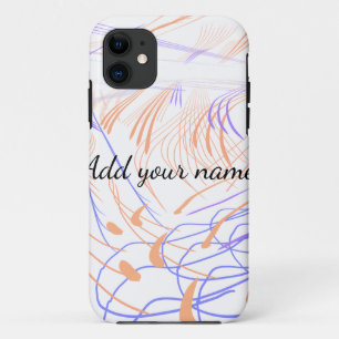 Purple orange watercolor abstract add name text th iPhone 11 case