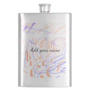 Purple orange watercolor abstract add name text th hip flask