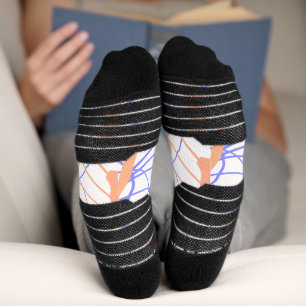 Purple orange watercolor abstract add name text th socks