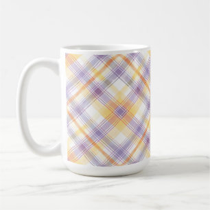 PURPLE ORANGE WHITE EASTER PLAID PATTERN COFFEE MUG