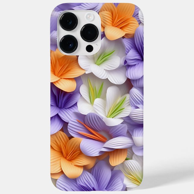PURPLE ORANGE WHITE YELLOW 3-D LOOK CROCUS Case-Mate iPhone CASE (Back)