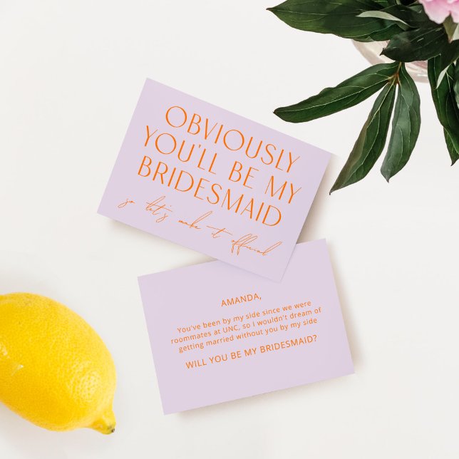 Purple & Orange Will You Be My Bridesmaid Proposal Invitation (Creator Uploaded)