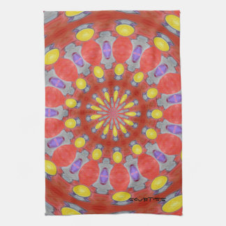 Purple Orange Yellow Abstract Pattern Kitchen Towe Tea Towel