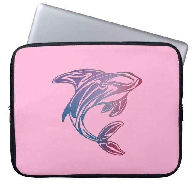Purple Orca Whale Tattoo Pink Laptop Sleeve (Front)