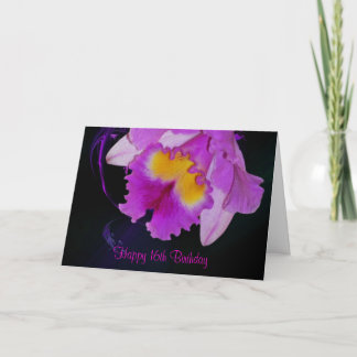 Purple Orchid 16th Happy Birthday Card