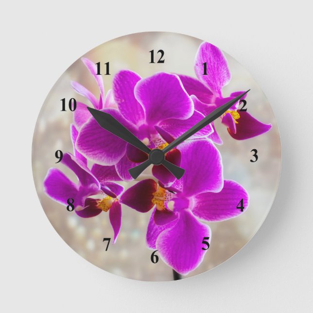 Purple Orchid Acrylic wall clock (Front)