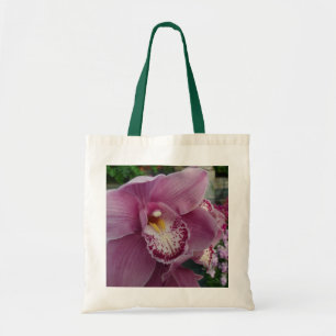 Purple Orchid and Garden Colourful Botanical Tote Bag