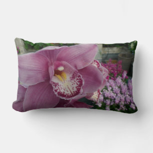 Purple Orchid and Garden Colourful Floral Lumbar Cushion