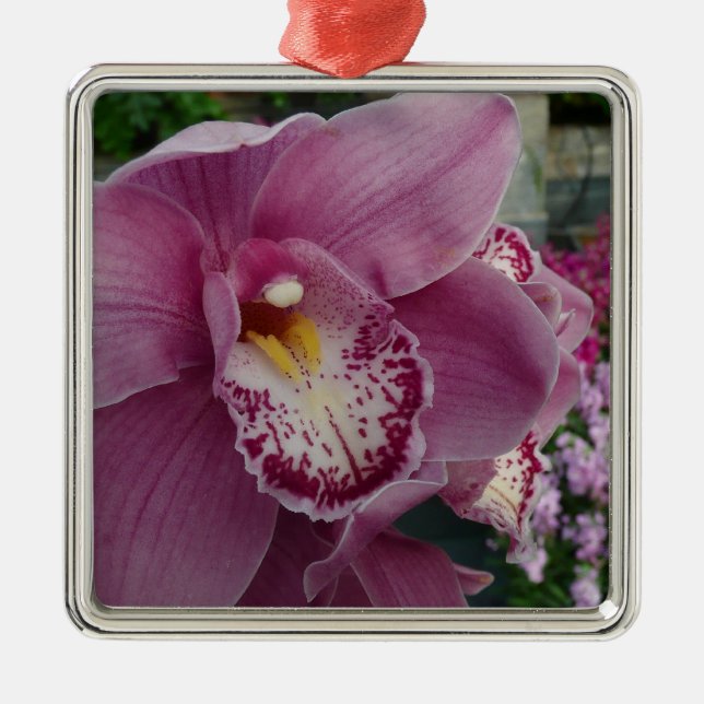 Purple Orchid and Garden Colourful Floral Metal Ornament (Front)