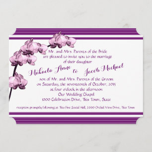 Purple Orchid and Stripes Invitation