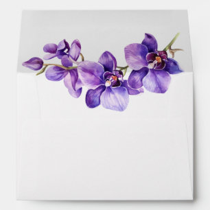 Purple Orchid and white wedding Invitation Envelope